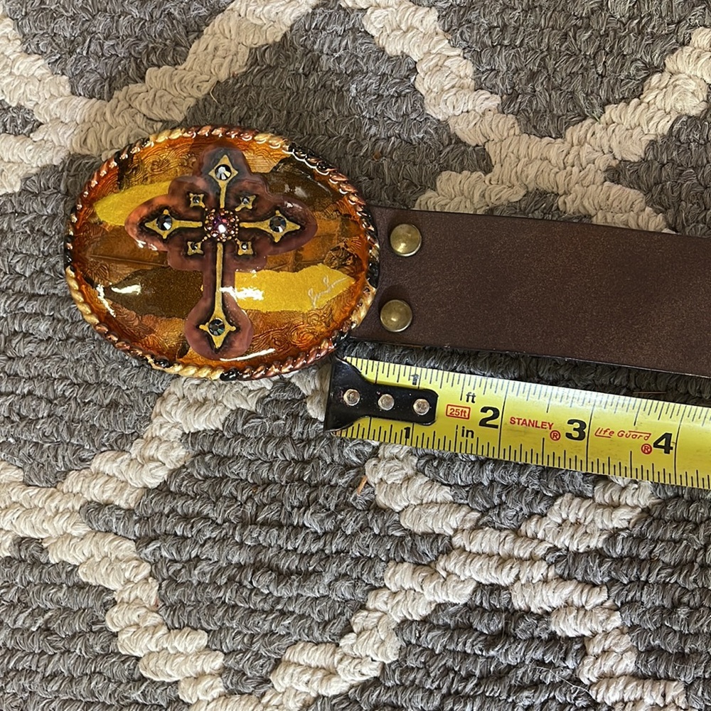 COPY - Virgin saints and angels brown belt with cross buckle - Picture 4 of 6